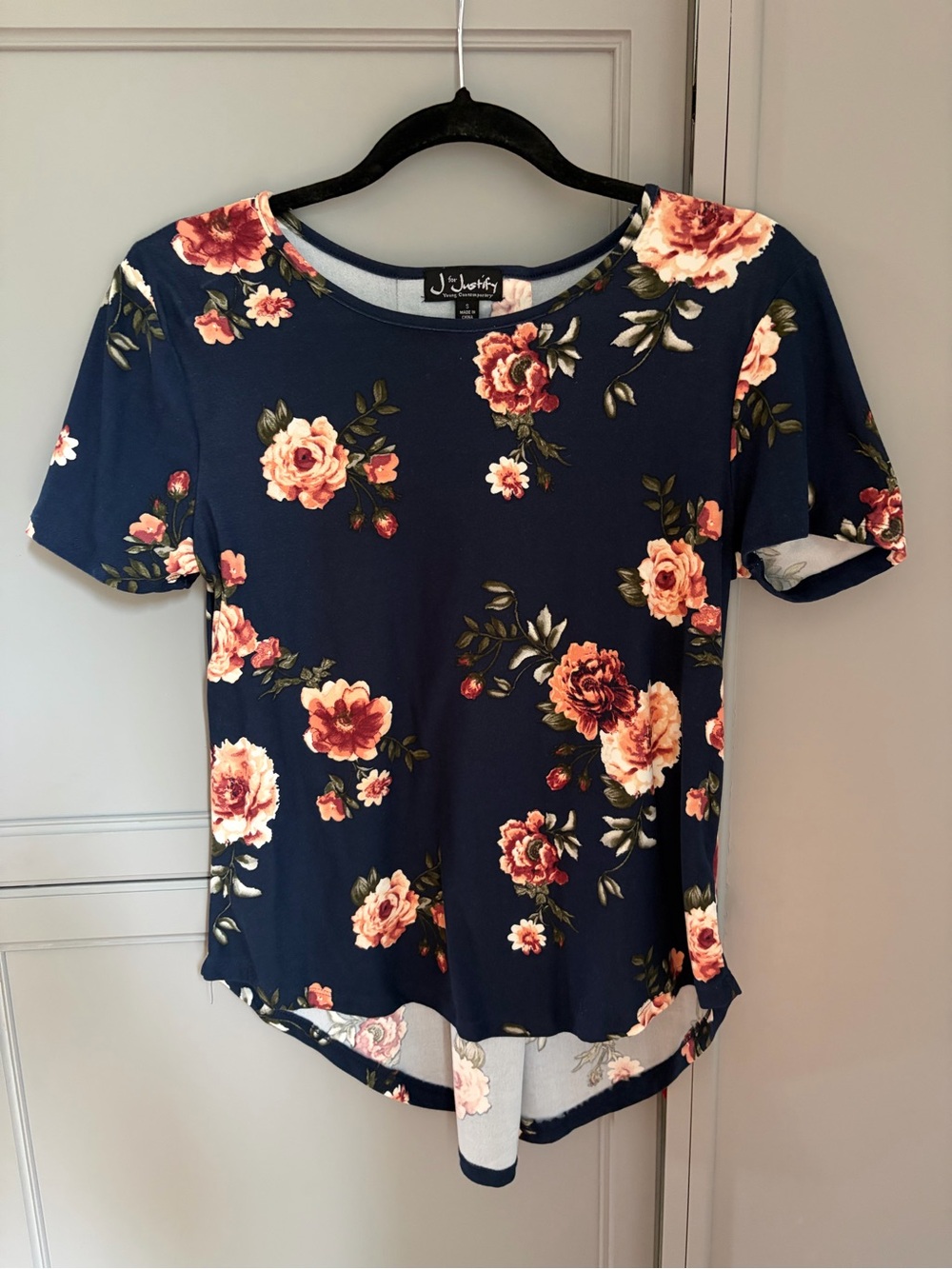 Justify Navy Floral Short-Sleeve Tee